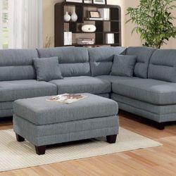 Brand New Gray Sectional Sofa With Ottoman 