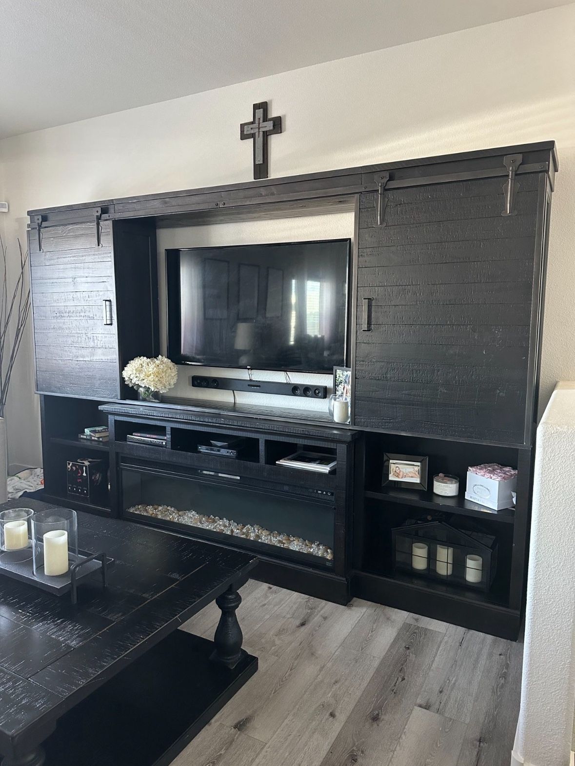 5 DAYS LEFT - ALL OFFERS CONSIDERED - PREMIUM LISTING — ENTERTAINMENT WALL UNIT + FIREPLACE (7-PIECE SET)