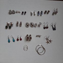 Assorted Sterling silver Earrings Amethyst Fire Opal Emerald $10 And up