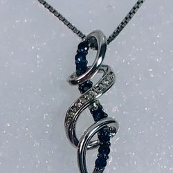 NIB Natural Tanzanite Diamond Accents Sterling Silver 9” L Necklace
