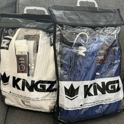 2 KINGZ White And Blue Basic GI Kimonos Sets