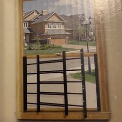 4-Bar Adjustable 23-1/4 in. to 42-1/2 in. Horizontal Hinged Black Window Security Guard