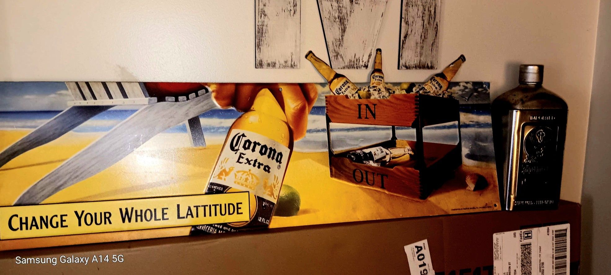 80's Corona Metal Sign Plus Giving U Yager Tin w It