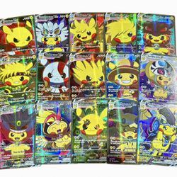 Pikachu Anime/Fan Art Cosplay Holographic Pokemon Cards 55Pcs/Set