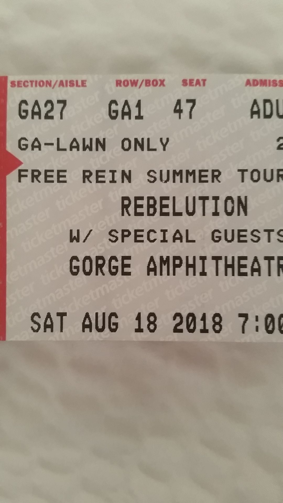 2 Tickets to Rebelution @ The Gorge