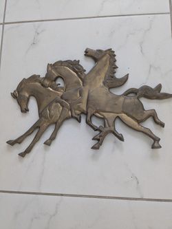 Bronze three horses wall art