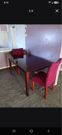 Dark Wood Dining Table with 2 Chairs