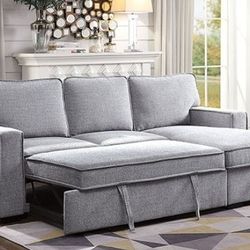 Brand New Light Grey Sectional Sofa Storage Sleeper