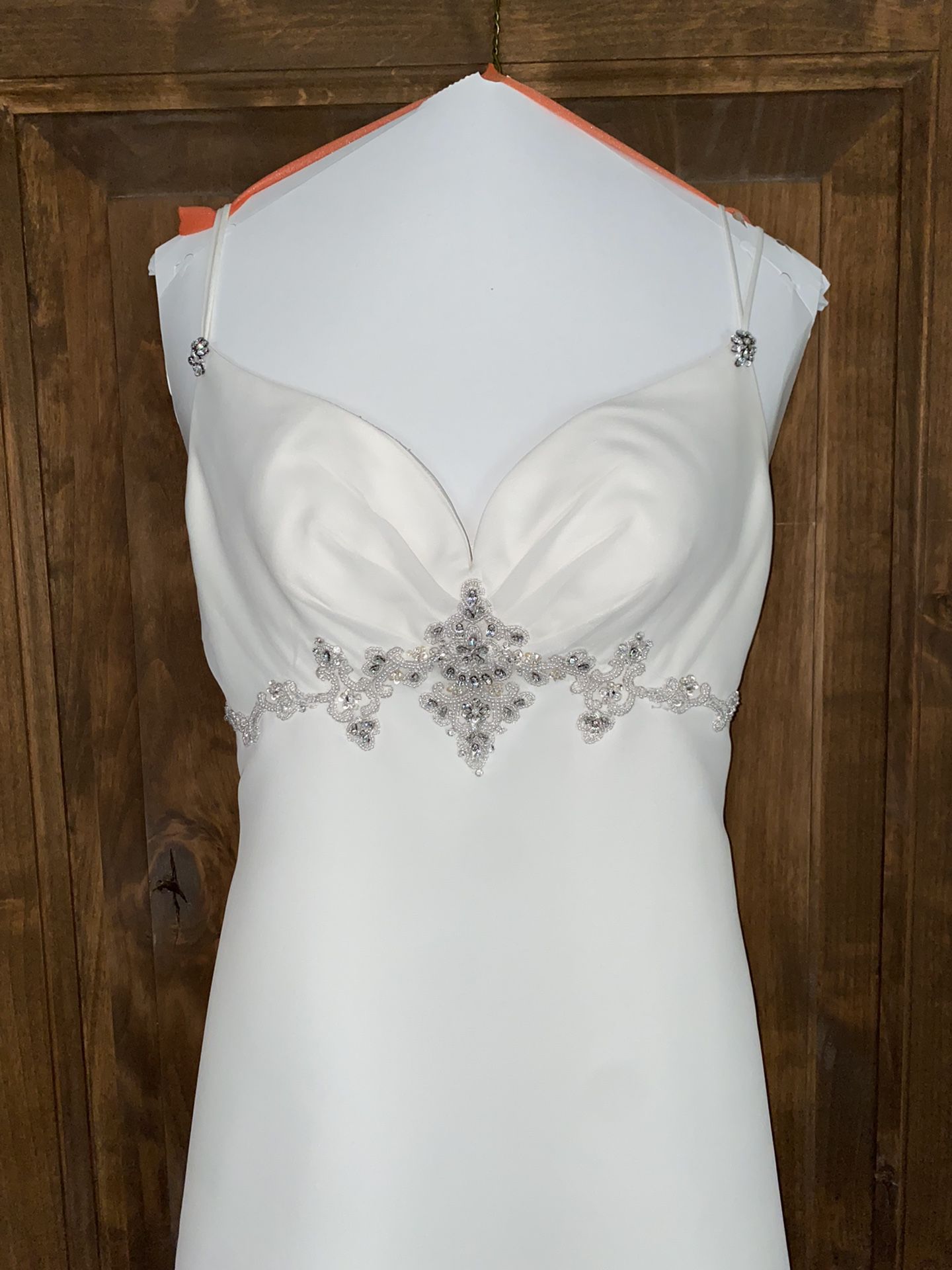 White Wedding Gown, Pearl And Crystal Beading,size 2