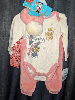 Disney Girls Winter Christmas Snow Outfits New With Tags 0-3 Months