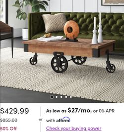 Industrial Wood Coffee Table - 75%off