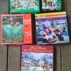 Lot Of 5 Puzzles Jigsaw 