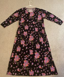 Young Lee Black Floral Print Women’s Long Sleeve Maxi Dress Size X-Large