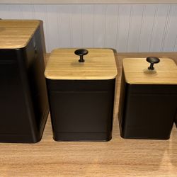 PERFNIQUE Kitchen Canisters, Airtight Canister Sets for Kitchen Counter, Kitchen Canisters for Countertop Set of 4, Coffee Tea Sugar Flour Spice Tin J