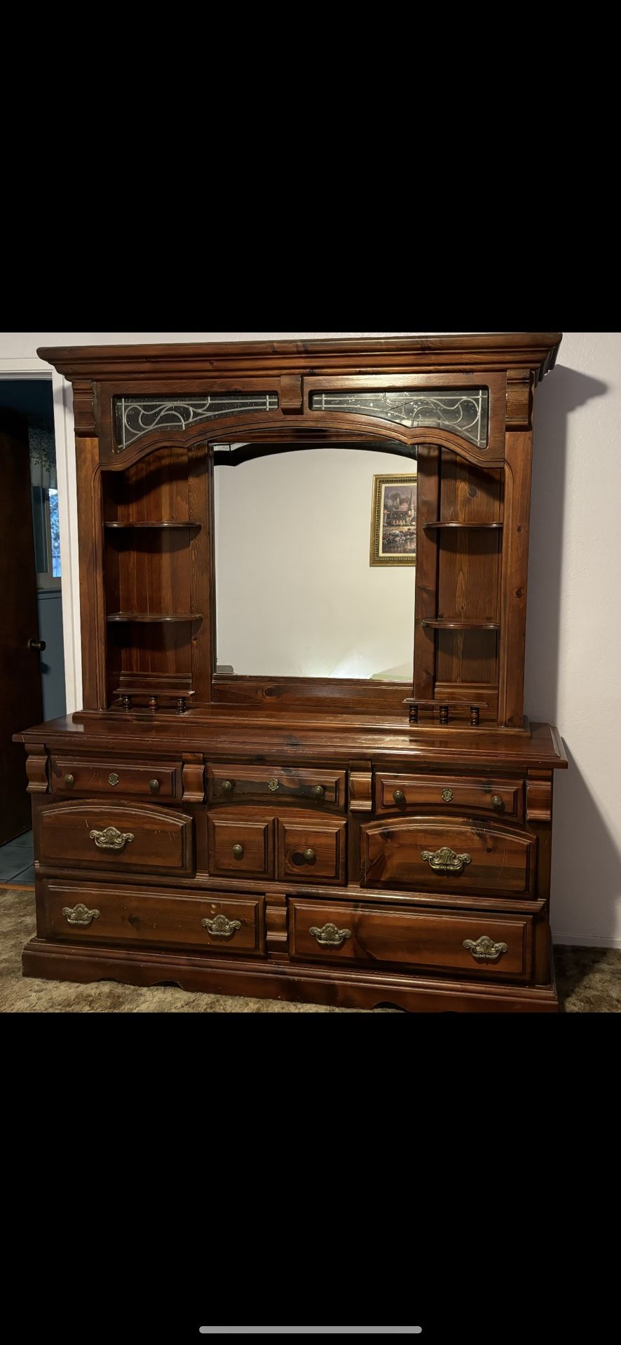 Solid Wood Lighted Vanity With Mirror