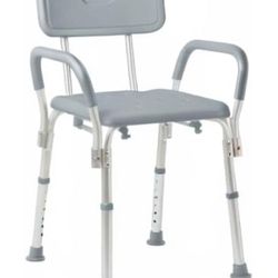 Medline Shower Chair with Backrest and Padded Armrests - 350 lb. capacity, Bath Bench, Seat, Stool for Independent Adult, Seniors, Elderly & Disabled 