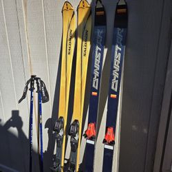 SALOMON X FREE DOWNHILL SKIS,BOOTS & POLES