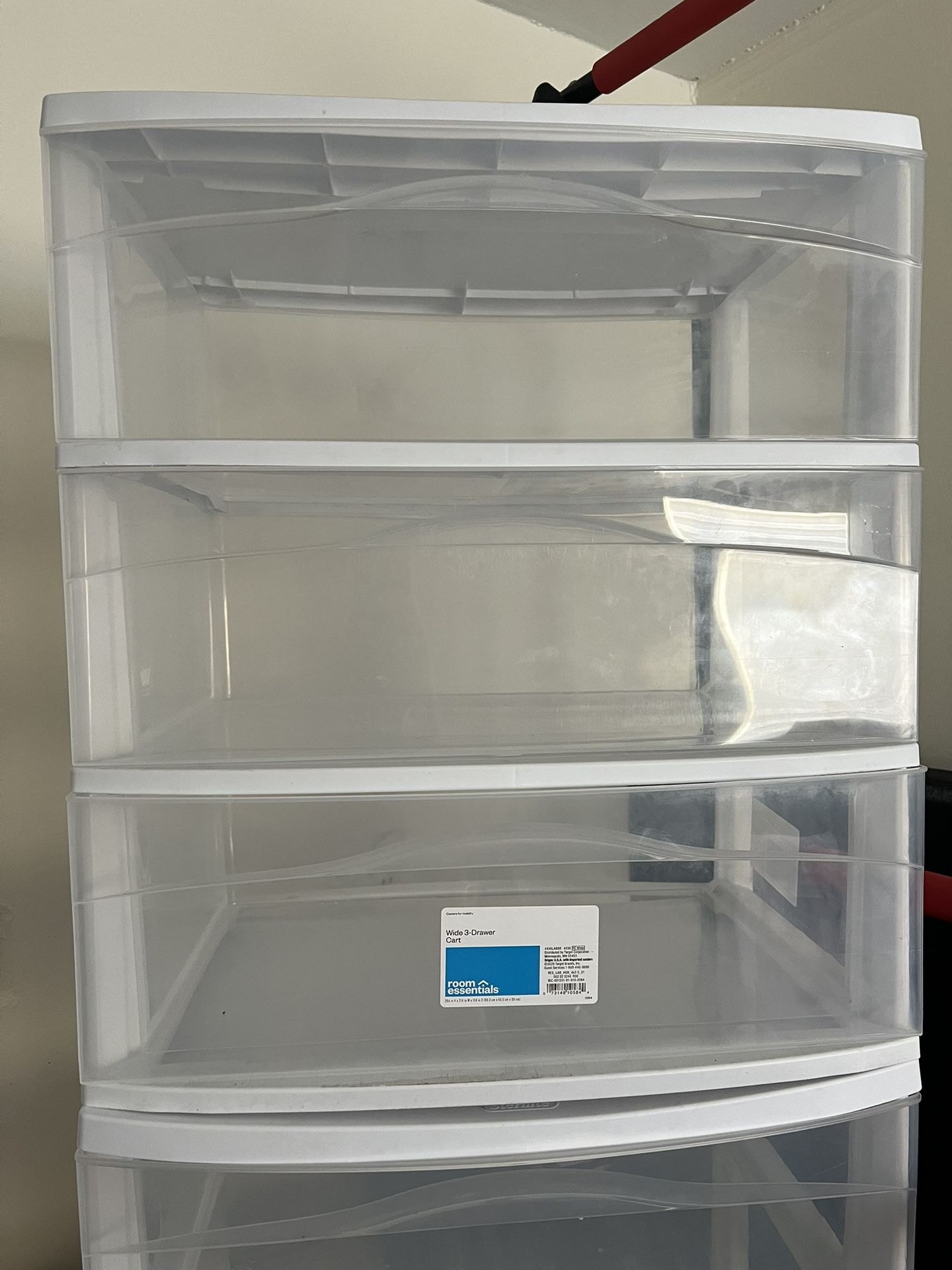 4 Clear Plastic Bins/Jores 1 Small Brown Organizer Binder