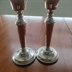 Pair Of Antique Pure Sterling Silver Candle Stick Holders 