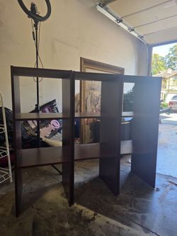 Brown 3-Column Bookcase & White Metal Shoe Rack Set Storage Organizers- $45 OBO