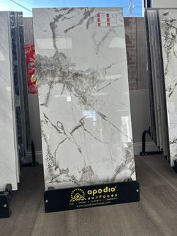 Stunning White and Grey Marble Design Porcelain Panel 24” X 48”