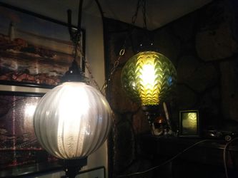 Vintage glass swag lamps