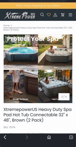 XtremepowerUS Heavy Duty Spa Pad Hot Tub Connectable 32" x 48", Brown (2 Pack)  30 $120