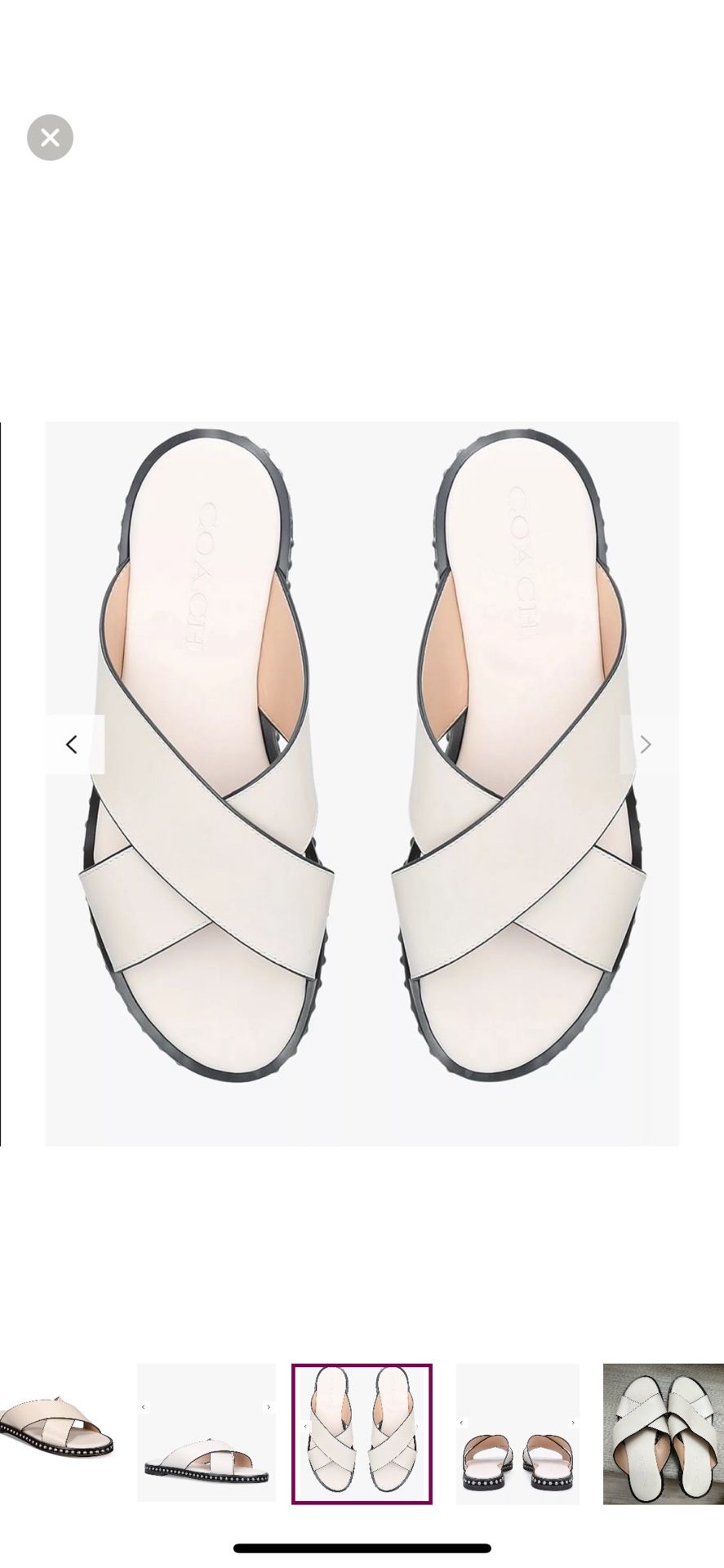 Coach Hayley Bead Cross Over Slider Sandals, Natural Putty