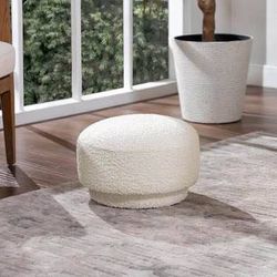 New Small White Round Footstool