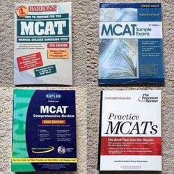 NEW four older edition MCAT study prep books with sample tests