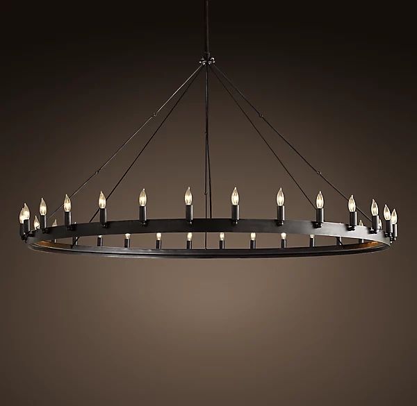 RESTORATION HARDWARE CAMINO VINTAGE CANDELABRA ROUND CHANDELIER 63"