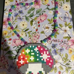 Trippy Mushroom PERLER Kandi Necklace Festivals Raves 