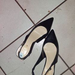 Pointed Black Kitten Heels