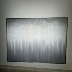 LARGE GREY SILVER TEXTURED WALL ART WITH FRAME 4’ X 3’