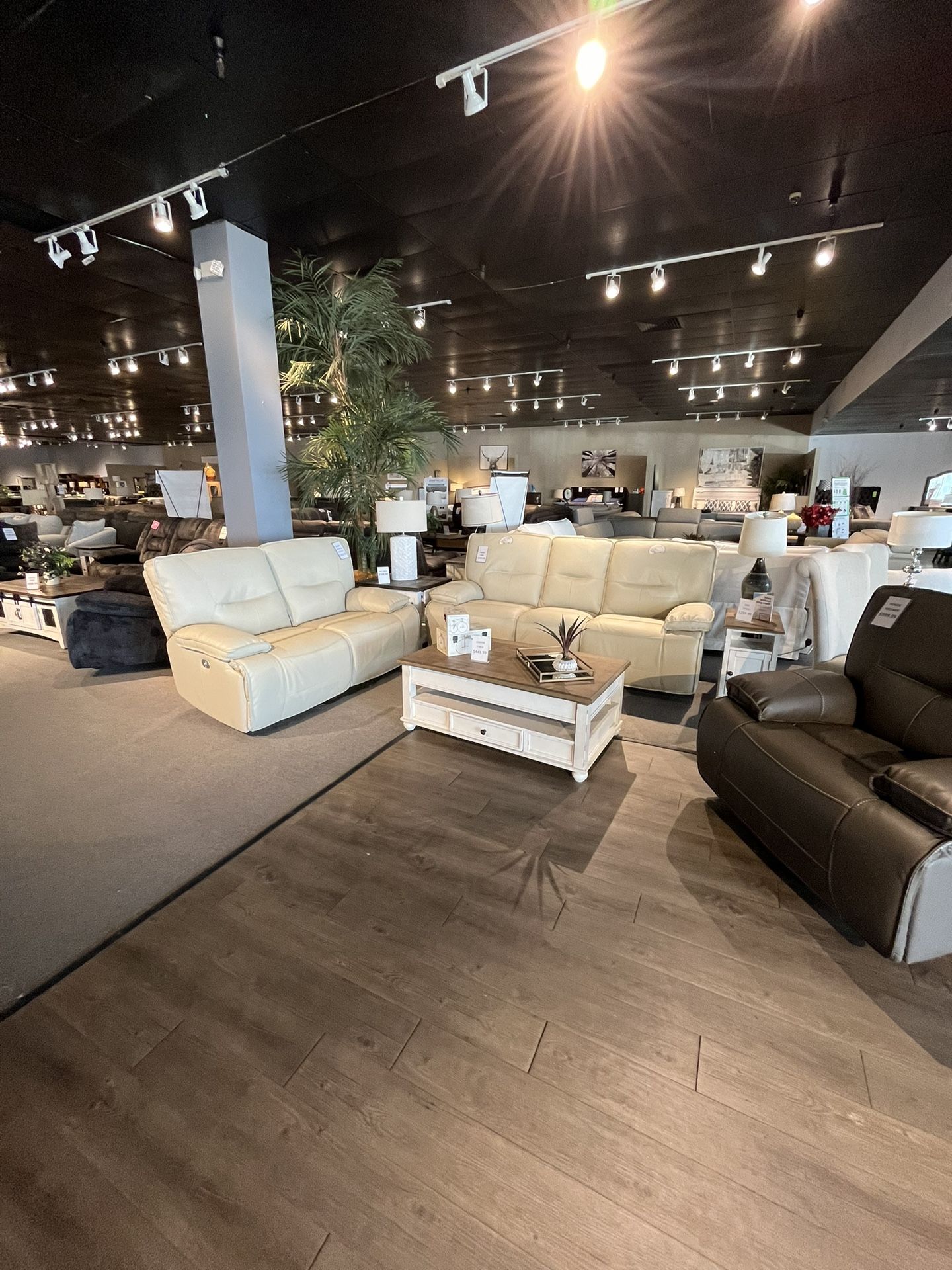 Beige Power Reclining Couch And Loveseat