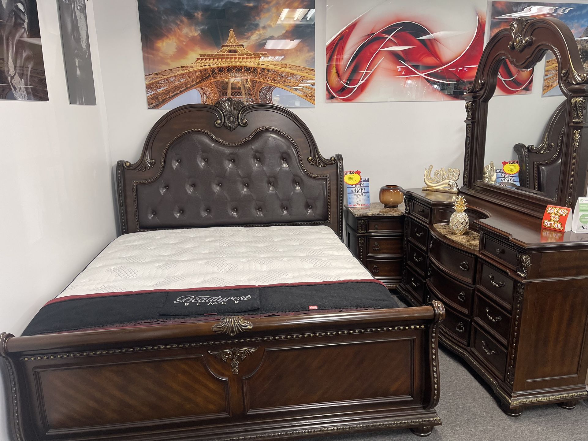 Weekend Special😱Beautiful Chocolate Solid Wood 5pc Bedroom Set $1999