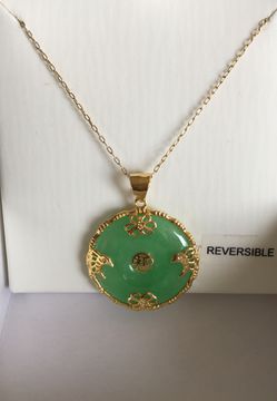 Jade necklace 14K over sterling Silver 18”
