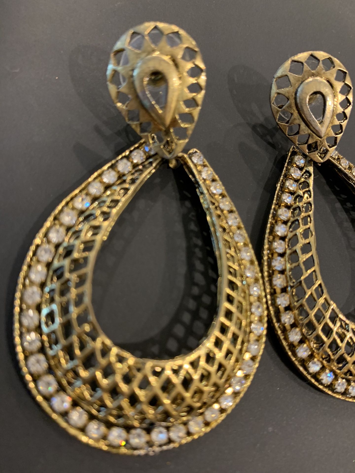 Gold hoops diamond earrings
