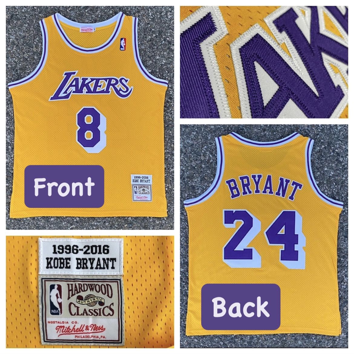 Lakers Jersey Authentic Style RARE Kobe Bryant Custom Mitchell And