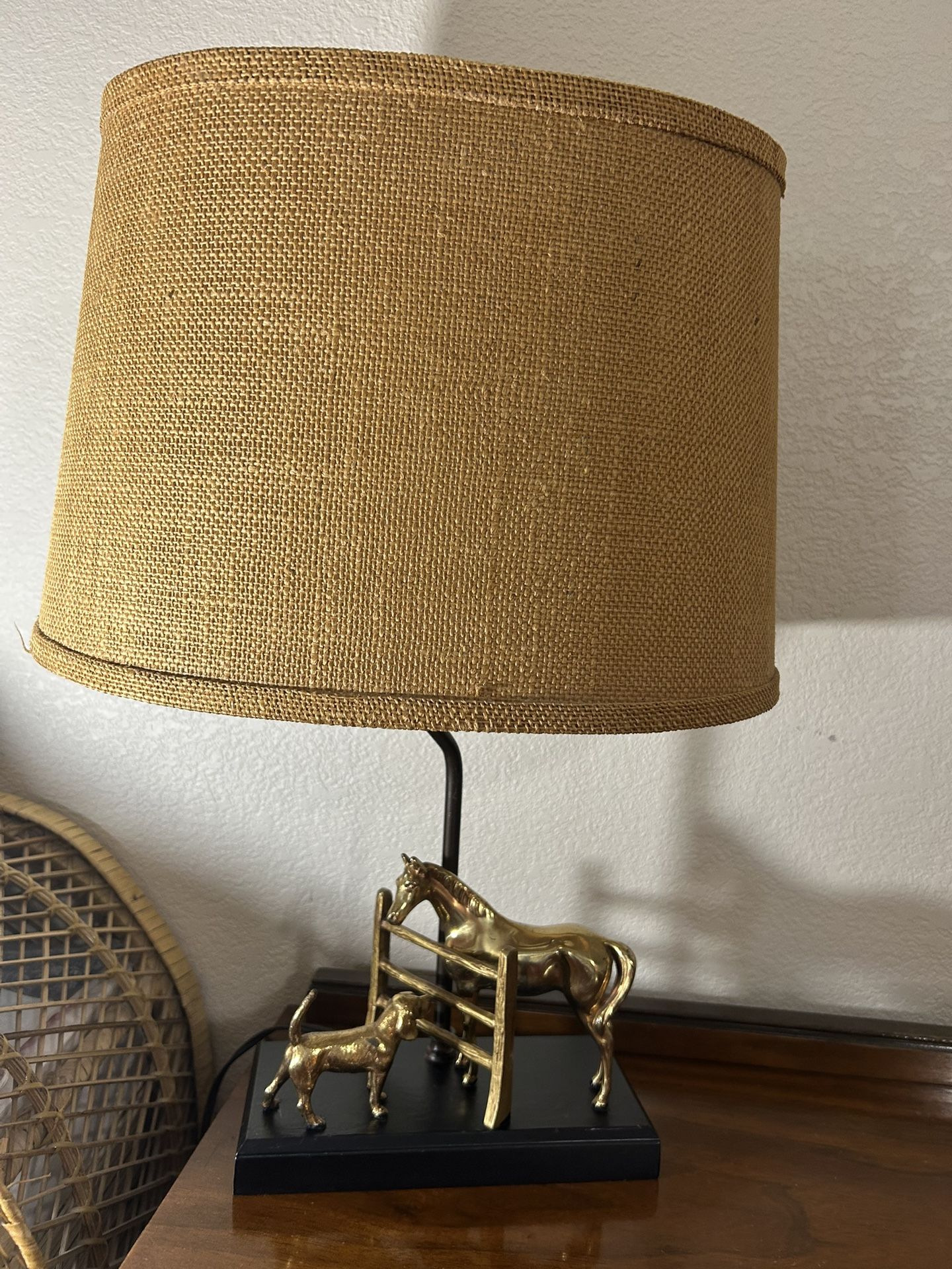 Vintage Lamp, Brass Figures