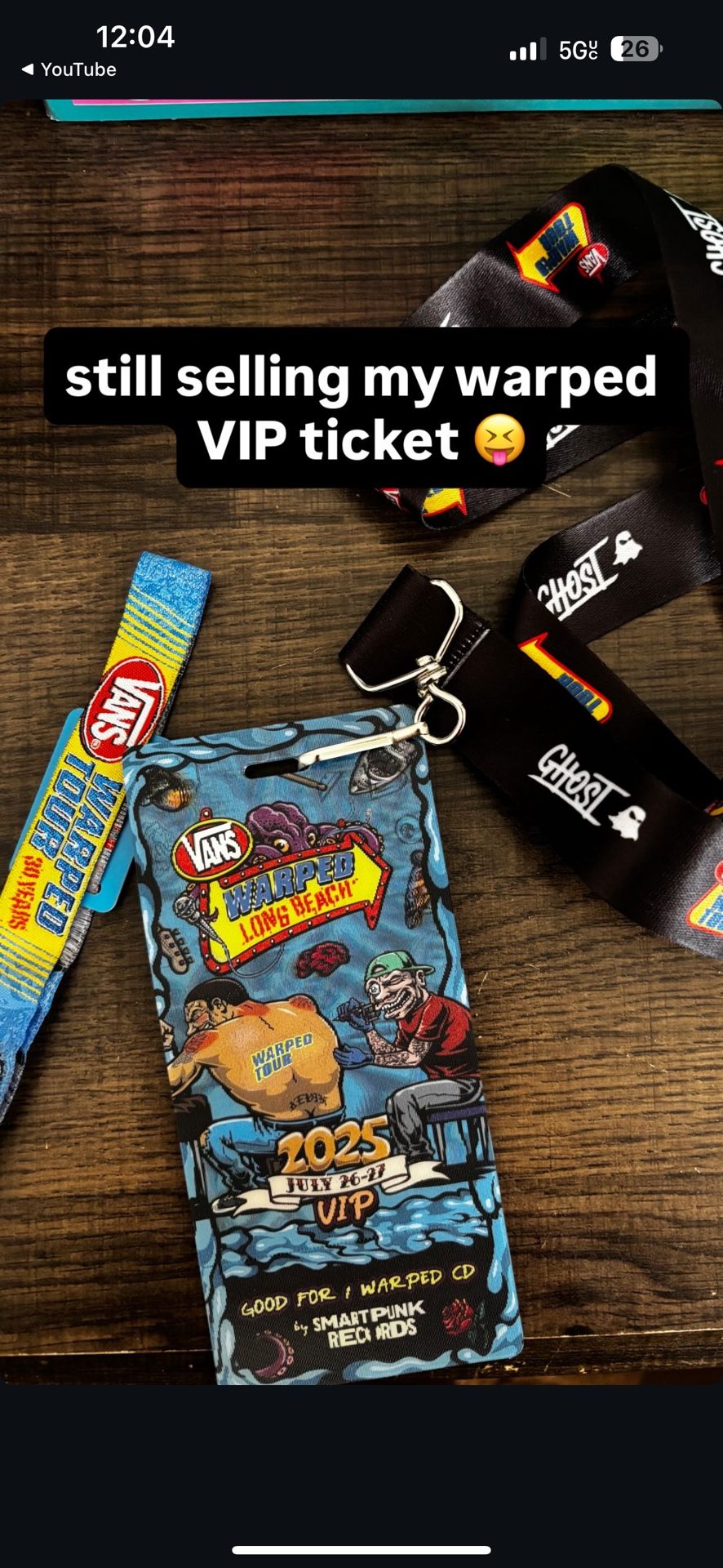 WARPED TOUR VIP TICKET
