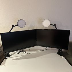 2 ACER Monitors With Ring Lights