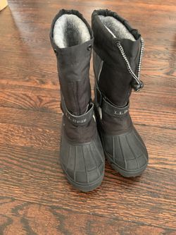 LL Bean Kids Northwoods Snow Boots Size 11 Gray/Black Pull On Waterproof Inserts