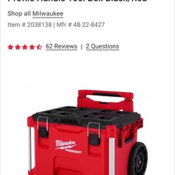 Milwaukee Packout 22 in. Rolling Low Profile Handle Tool Box Black/Red  