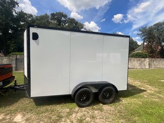 Enclosed Cargo Trailer Tandem Axle White