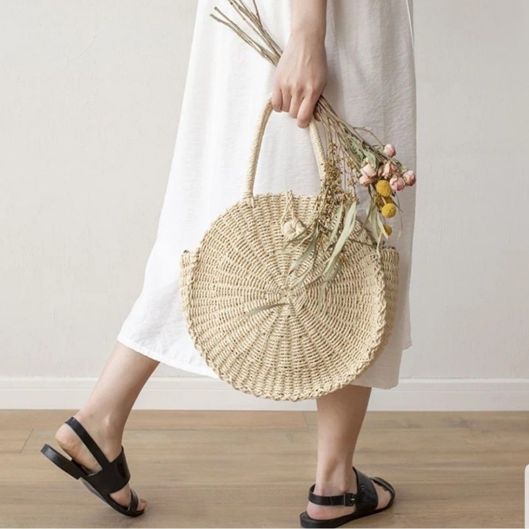 Sale Today Only! Handmade Straw Braided Circular Handbag Summer for ...