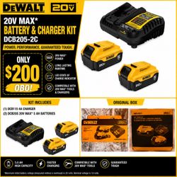 DeWalt 20V MAX Battery Charger Kit 2x 5Ah Batteries DCB205-2C