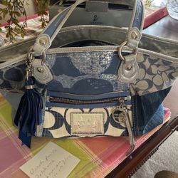 Coach Poppy Patchwork Bohemian Purse In Blue 