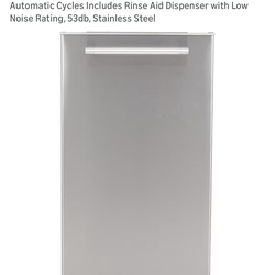 Avanti Dishwasher 18in Top Control LED Display, Fits 8 Place Settings with 3 Wash Options, 6 Automatic Cycles Includes Rinse Aid Dispenser with Low No