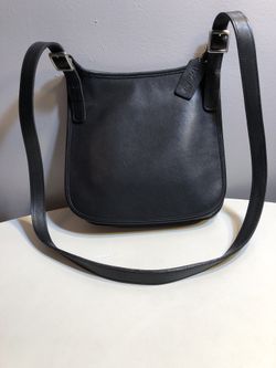 Vintage coach black leather crossbody shoulder bag silver tone hardware